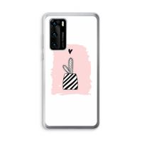 Zwart-wit cactus: Huawei P40 Transparant Hoesje