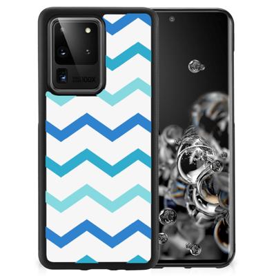 Samsung Galaxy S20 Ultra Bumper Case Zigzag Blauw