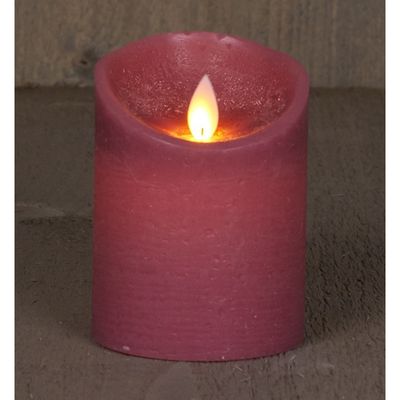 2x Antiek roze LED kaars / stompkaars met bewegende vlam 10 cm