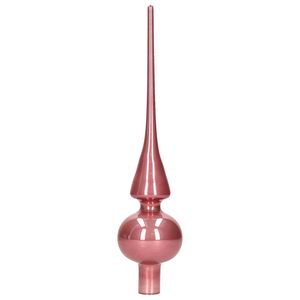 Oud roze glazen kerstboom piek glans 26 cm