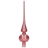 Oud roze glazen kerstboom piek glans 26 cm