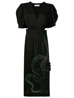 Isolda robe Lina à broderies - Noir