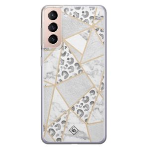 Samsung Galaxy S21 siliconen telefoonhoesje - Stone & leopard print