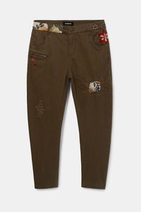 Boyfriendbroek met bloemen - GREEN - 38