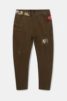Boyfriendbroek met bloemen - GREEN - 38