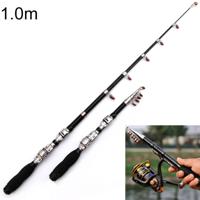 30cm draagbare telescopische zee hengel Mini hengel uitgebreid lengte: 1.0 m zwart fragment spoel stoel