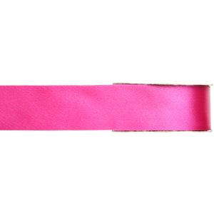 1x Hobby/decoratie fuchsia roze satijnen sierlinten 1,5 cm/15 mm x 25 meter