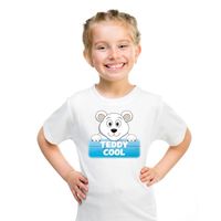 T-shirt wit voor kinderen met Teddy Cool de ijsbeer - thumbnail