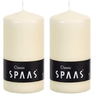 Spaas Cilinderkaars/stompkaars - ivoorwit - 2x - 6 x 10 cm - 25 branduren