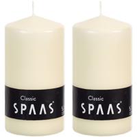 Spaas Cilinderkaars/stompkaars - ivoorwit - 2x - 6 x 10 cm - 25 branduren