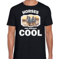 T-shirt horses are serious cool zwart heren - paarden/ wit paard shirt - thumbnail