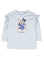 Monnalisa t-shirt volanté à imprimé Teddy Bear - Bleu - thumbnail