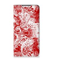 Mobiel BookCase Samsung Galaxy S22 Angel Skull Rood