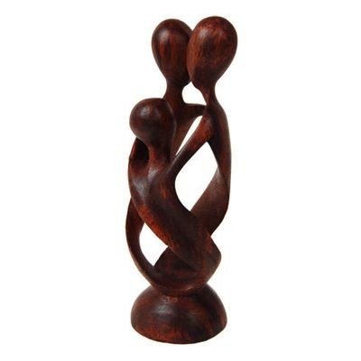 Houten Beeld Familie 3 Personen - Groot (ca. 20 x 7 cm)