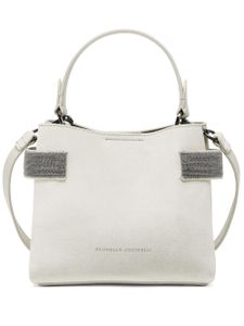 Brunello Cucinelli sac en cuir à ornements métalliques - Blanc