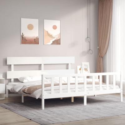 Bedframe zonder matras massief grenenhout wit 200x200 cm