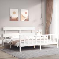 Bedframe zonder matras massief grenenhout wit 200x200 cm