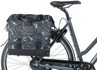 Basil grand flower fietsshopper - zwarte waterafstotende tas met laptopvak - 23l
