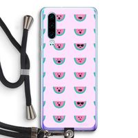 Smiley watermeloenprint: Huawei P30 Transparant Hoesje met koord