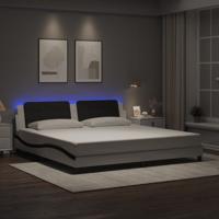 Bedframe met LED-verlichting kunstleer wit en zwart 200x200 cm