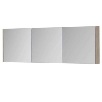 INK SPK1 Spiegelkast - 180x14x60cm - 3 deuren - dubbelzijdige Spiegel - schakelaar en stopcontact - MFC Ivoor eiken 1110880