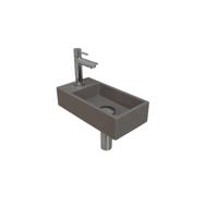 INK - Fonteinpack Quartz Links incl. Fonteinkraan - Design Sifon - Design Plug en Montageset - 360x180x90 Mm - Quartz Beton/chroom