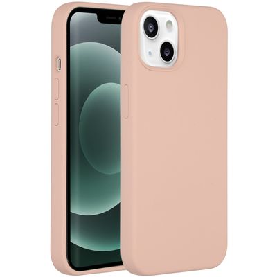 AccezzLiquid Silicone Backcover iPhone 13 Mini Telefoonhoesje Roze