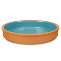 Tapas serveerschaal - terracotta - blauw - D23 x H4 cm - hapjes serveren - ovenschaal - rond Tapas serveerschaal - terracotta - blauw - D23 x H4 cm - hapjes serveren - ovenschaal - rond