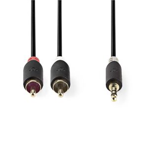 Stereo audiokabel | 3,5 mm male - 2x RCA male | 2,0 m | Antraciet [CABW22200AT20]
