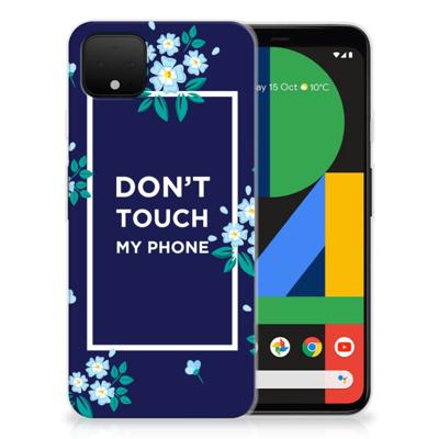 Google Pixel 4 XL Silicone-hoesje Flowers Blue DTMP Google Pixel 4 XL Silicone-hoesje Flowers Blue DTMP