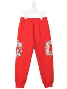 MSGM Kids pantalon de jogging à logo imprimé - Rouge