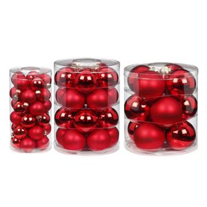 62x stuks glazen kerstballen rood mix 4, 6 en 8 cm glans en mat