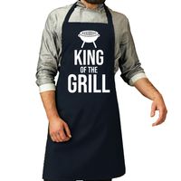 Vaderdag cadeau schort - king of the grill - navy - keukenschort - heren - verjaardag