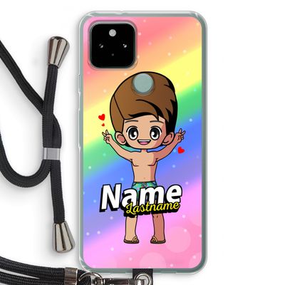 Chibi Maker man: Pixel 5 Transparant Hoesje met koord