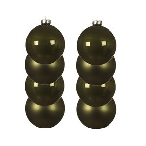 8x stuks glazen kerstballen mos groen 10 cm mat/glans