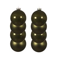 8x stuks glazen kerstballen mos groen 10 cm mat/glans