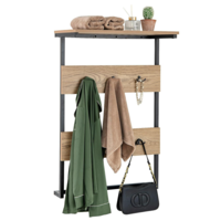 Entreewandkapstok Kapstok met 6 Haken en Plank Robuust Kledingrek met Metalen Frame Vintage Stijl Wandplank Natuurlijke