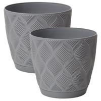 Form Plastic Plantenpot/bloempot New Age - 2x - kunststof - platina grijs - D15 x H14 cm