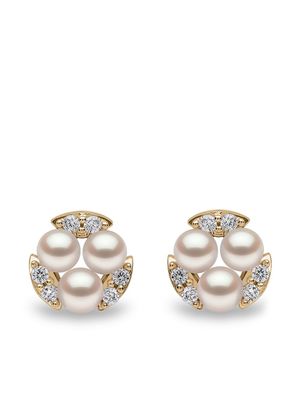 Yoko London puces d'oreilles en or 18ct ornées de perles d'Akoya et diamants