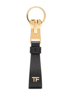 TOM FORD porte-clés en cuir à motif monogrammé - Noir