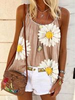 Casual Sleeveless Floral Printed Tank Top - thumbnail