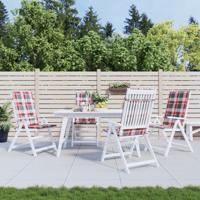 VidaXL Tuinstoelkussens 4 st 120x50x3 cm stof ruitpatroon rood