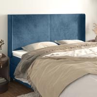 Hoofdbord met randen 183x16x118/128 cm fluweel donkerblauw