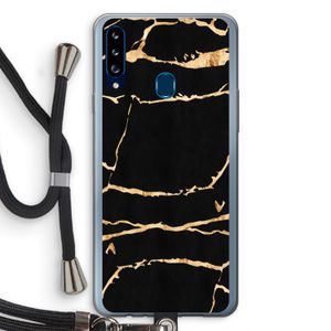 Gouden marmer: Samsung Galaxy A20s Transparant Hoesje met koord