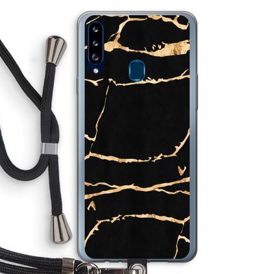 Gouden marmer: Samsung Galaxy A20s Transparant Hoesje met koord