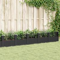 VidaXL Plantenbak met pinnen 363,5x43,5x43,5 cm polypropeen zwart