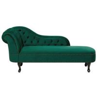 Beliani - NIMES - Chaise longue - Groen - Linkerzijde - Fluweel