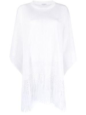 Brunello Cucinelli pull frangée asymétrique - Blanc