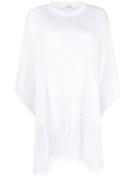 Brunello Cucinelli pull frangée asymétrique - Blanc
