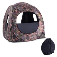 Intrekbaar Jachthok voor 3 Personen Jachttent Stalen Frame Gaasramen Draagtas Spanbanden Grondpennen Camouflage 152 x 152 x 163cm